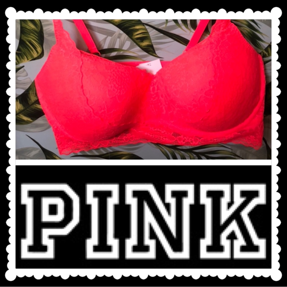 PINK Victorias Secret Bright Orange Bralette Size L